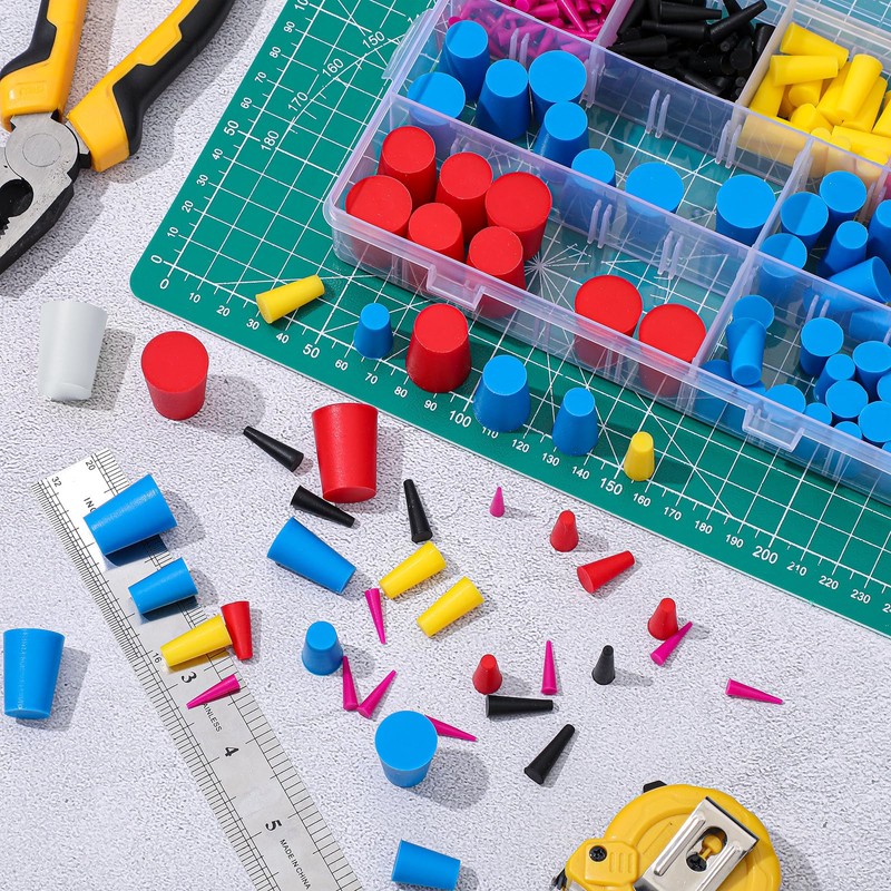 Briwooody 80 Pcs Rubber Plugs 9-Sizes Silicone Tapered Plug Kit