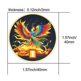 1 Year Medallions Phoenix Sobriety Coin AA Medallion Recovery Chip Coin Recovery Sobriety Gifts (Single Coin)