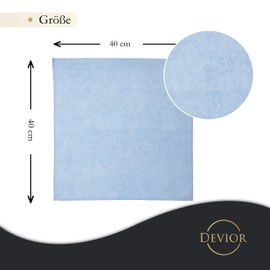 Devior Set of 10 Microfibre Cloths 40 x 40 cm, Blue, Microfibre Cloth for Dusting, Surface Cleaning, Window Cleaning, Paint Care & Interior Cleaning, 80% Polyester, 20% Polyamide