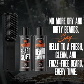 Wild Willies Wild Willies Beard Grooming Kit - Beard Straightener for Men, PROGRO - Fortified with Biotin & Caffeine for Hair Growth, Wash, Hydration - Ionic 2-in-1 Heated Comb Brush, Made in USA