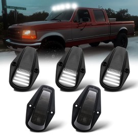 R&F Auto LED Cab Lights 5Pcs Smoked Cab Roof Marker Lights Compatible with F150 F250 F350 (1984-1996) /F'ord F-Series Super Duty (1988-1997) Pickup Trucks Roof Running Lamps