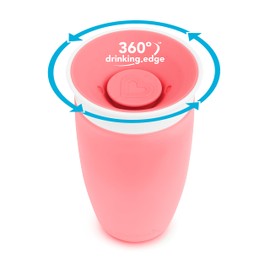 Munchkin Miracle 360 Cup, Toddler Cup, BPA Free Baby & Toddler Sippy Cup, Non Spill Cup, Dishwasher Safe Baby Cup, Leakproof Childrens Cups, Baby Sippy Cup 12+ Months - 10oz/296ml, 2 Pack, Pink/Purple