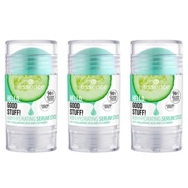 essence HELLO, GOOD STUFF! 48H HYDRATING SERUM STICK, Face Serum, Transparent, Moisturising, Cooling, Refreshing, Vegan, Oil-Free, Paraben-Free, No Microplastic Particles, Pack of 3 (3 x 30 g)