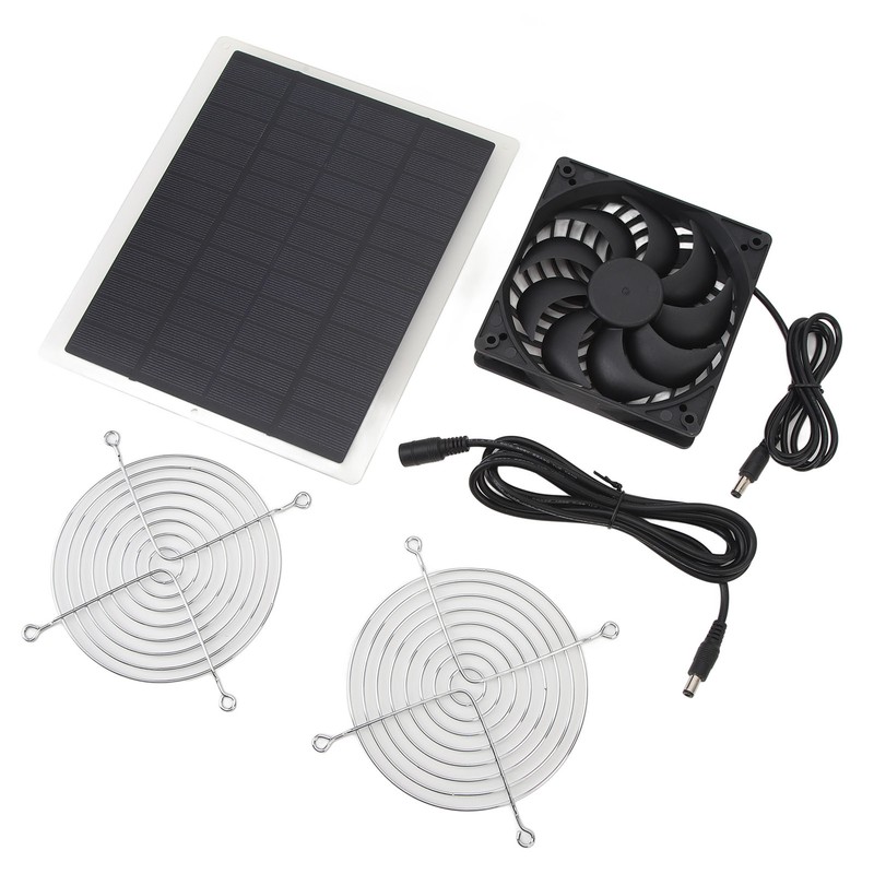 Solar Panel Fan 10W Exhaust Fan Dual Layer Metal Shell