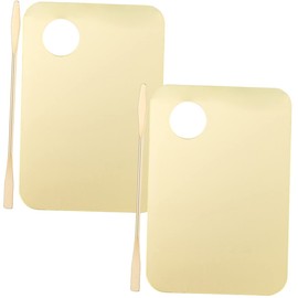 Baluue 2 Set Acrylic Makeup Mixing Palette Portable Cosmetic Plates with Spatula for Beauty Salons Nail Art and Personal Use Durable Easy to Clean Design