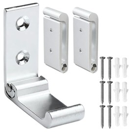 Wall Mount Hook Foldable Hook 3-Piece Set Silver Flat S Wall Hook with Screws for Storage Stylish Wall Mount Strong Load Capacity Aluminum Alloy Compact Space-Saving for Entrance Kitchen Bathroom