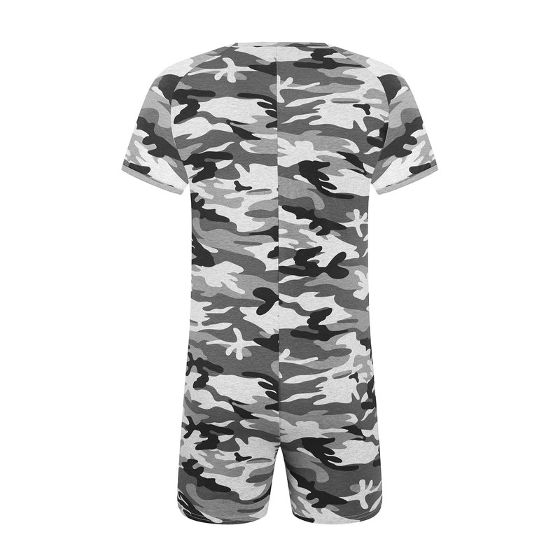 Landofgenie Onesie for Men Cotton Short Sleeve Camouflage Pajama Jumpsuits