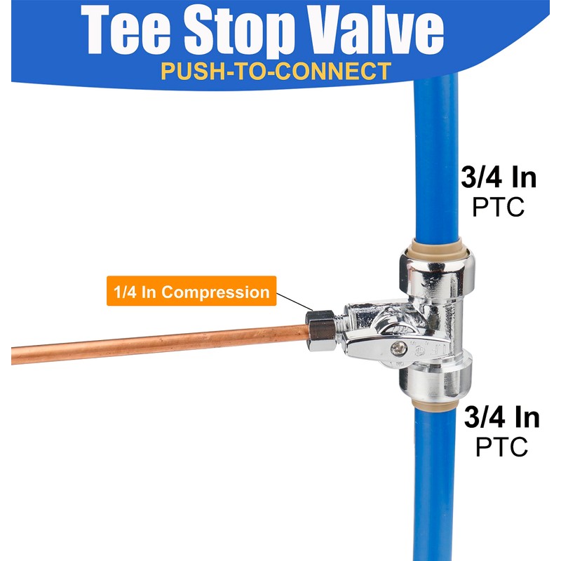 WHK Tee Stop Valve 3/4 Ptc x 3/4 Ptc x