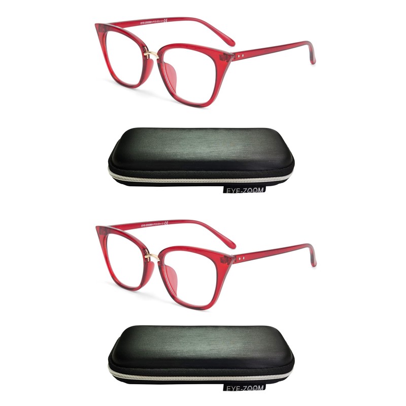 EYE ZOOM 2 Pack Ladies Cat Eye Reading Glasses for