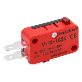 Heschen マイクロスイッチ, V-15-1C25, SPDT ボタン型, 20A 250VAC, 2パッ
