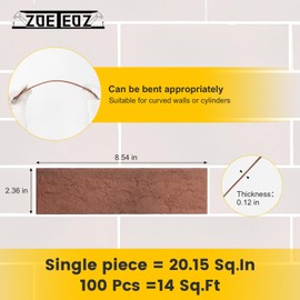 Zoeteoz 4 Pcs Faux Brick Dimensional Wall Panel, 8.54'' X 2.36'', Indoor Outdoor Wall Decorative Wall for House Facade, Garage, Chimney