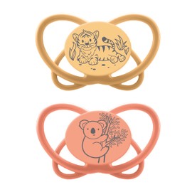 NIP Butterfly: Extra Skin & Tooth-Friendly Butterfly Dummy, Flat Teat, Soft & Flexible, Disc Extra Light & Airy, BPA Free, Sustainable, with Box, 0 Months, Orange/Red