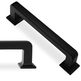 BUKOBYHE 10 Pack 3-3/4 Inch Kitchen Cabinet Handles Matte Black Cabinet Pulls Zinc Alloy Drawer Pulls Solid Kitchen Hardware