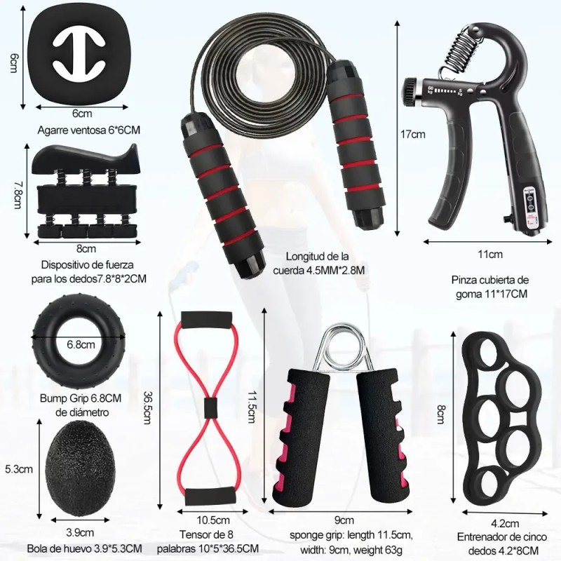 Entrenamiento De Agarre Mano Elastica Fortalecedor Dedo 9pcs