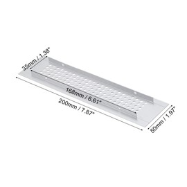 sourcing map Air Vents Cover, 2Pcs 200 x 50mm Aluminum Alloy Rectangle Air Return Vent Cover with Screw, Ventilation Grille Decorative Covers for Door Cupboard Wardrobe Shoes Cabinet (Silver)