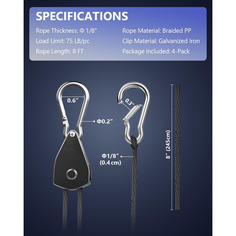 VIPARSPECTRA Retractable Heavy Duty Ratchet Tie Down Straps [4 Pack,