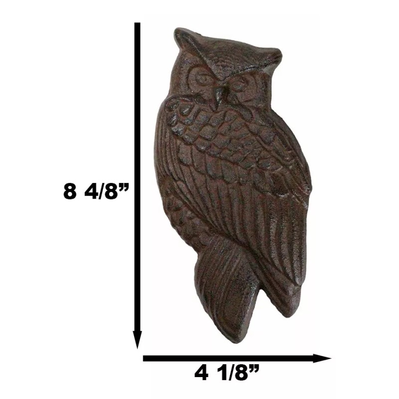 Cast Iron Metal Rustic Country Forest Nocturnal Owl Bird Door