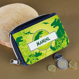 Striefchen® Children's Dinosaur Wallet with Own Name Print, Denim blue, Casual