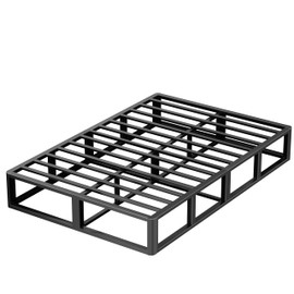 VIPSHOW 10 Inch Full Metal Bed Frame Round Corner Low Platform Bed Frames 3500 LBS Heavy Duty Steel Slats Support Mattress Foundation No Box Spring Needed, Noise Free, Easy Assembly, Black