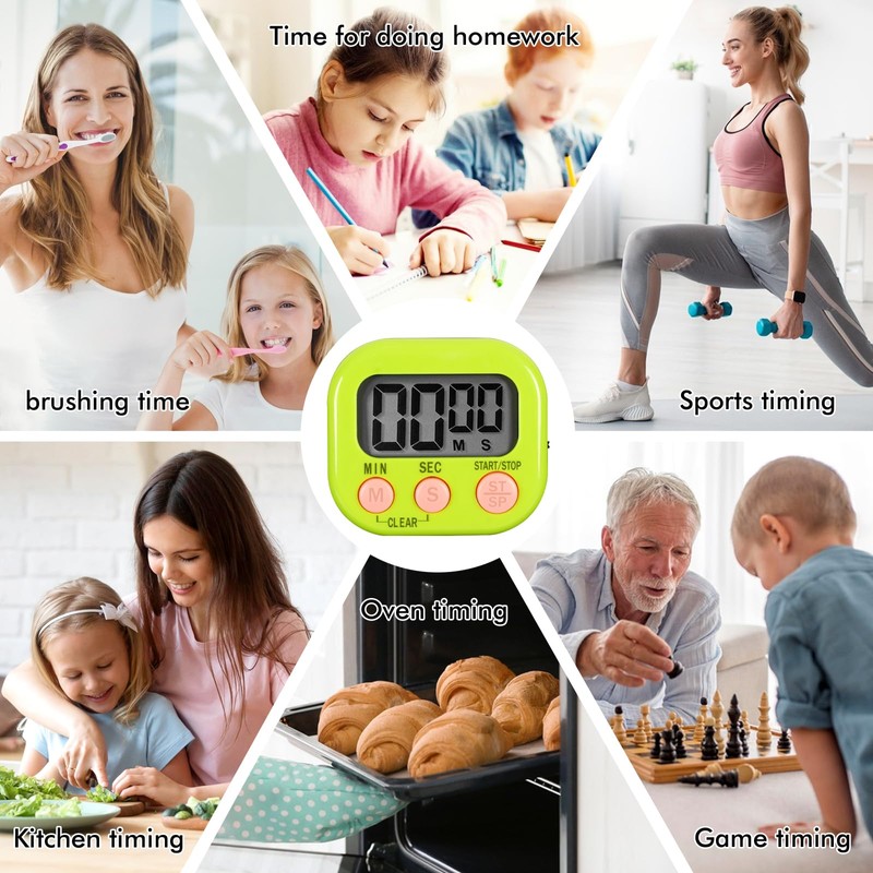 SHEYONGBY 6 Pack Multi-Function Electronic Timer, Learning Management, Suitable for