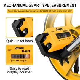 Zozen Distance Measuring Wheel in Feet and Inches, Collapsible Measure Wheel Imperial Industrial Measuring Wheel with Backpack and Tape Measure