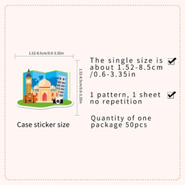 Italy Stickers Pack, 50 PCS Italy Travel Landscape Laptops Decorative Decals for DIY Water Bottle Journal Luggage, Aesthetic European Country Graffiti Sticker for Kids Teens Adults