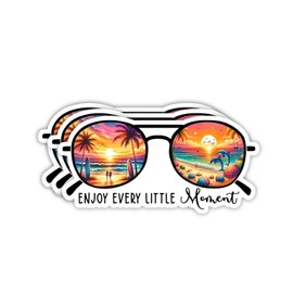 (3pcs) Enjoy Every Little Moment Sticker Funny Motivational Sayings Beach Life Lovers Inspirational Vinyl Decal Decorated for Tumbler Laptop Water Bottles Tablet Books Phone - Size 3x1.5