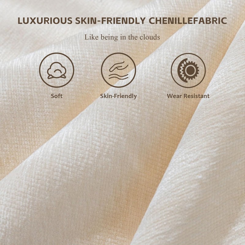 SoarFlash Chenille Sectional Sofa Ottoman,Light Coffee