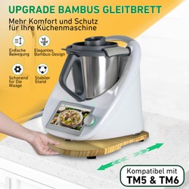 Sliding Board for Thermomix TM6/TM5, Board for Thermomix with Wheels for Effortless Movement, Easy Gliding Bamboo Slider Board, Stable and Durable