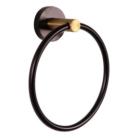 Design House Kelton Brass Towel Ring in Matte Black and Gold