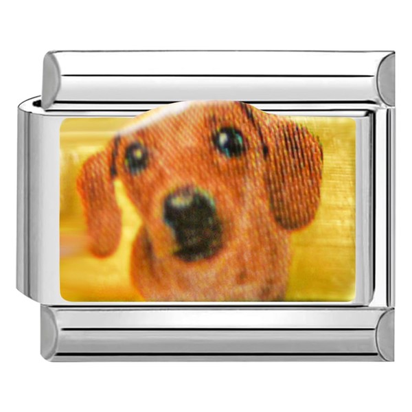 Quiges 9 mm Italian Style Charm Module Stainless Steel Dog