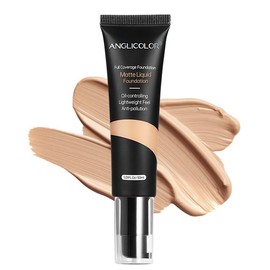 ANGLICOLOR Flawless Matte Foundation - Full Coverage, Oil Control, Waterproof, Long-Lasting Soft Finish for Oily & Acne-Prone Skin! Concealer Makeup Full Coverage - Color: #104 Buff Beige