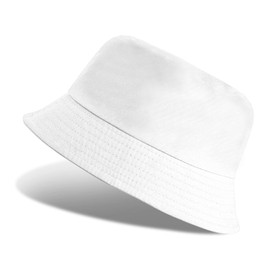 Tuopuda Unisex Cotton Fishing Hats, Bucket Hat, Foldable Outdoor Summer Caps, Leisure Hat for Hiking Camping Travel Fishing 56-58 cm, White-B