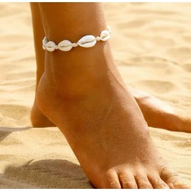 Shell anklet | Holiday ankle bracelet | Adjustable shell anklet | Festival jewellery | white cord ankle jewellery | Holiday ankle chain