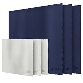 MR.SIGA Paños Limpiadores de Microfibra Premium para Cristales, Gafas, Pantallas, Tablets, 3 Piezas en Azul Marino con 40.6 x 40.6 cm, 3 Piezas en Gris con 15 x 18 cm