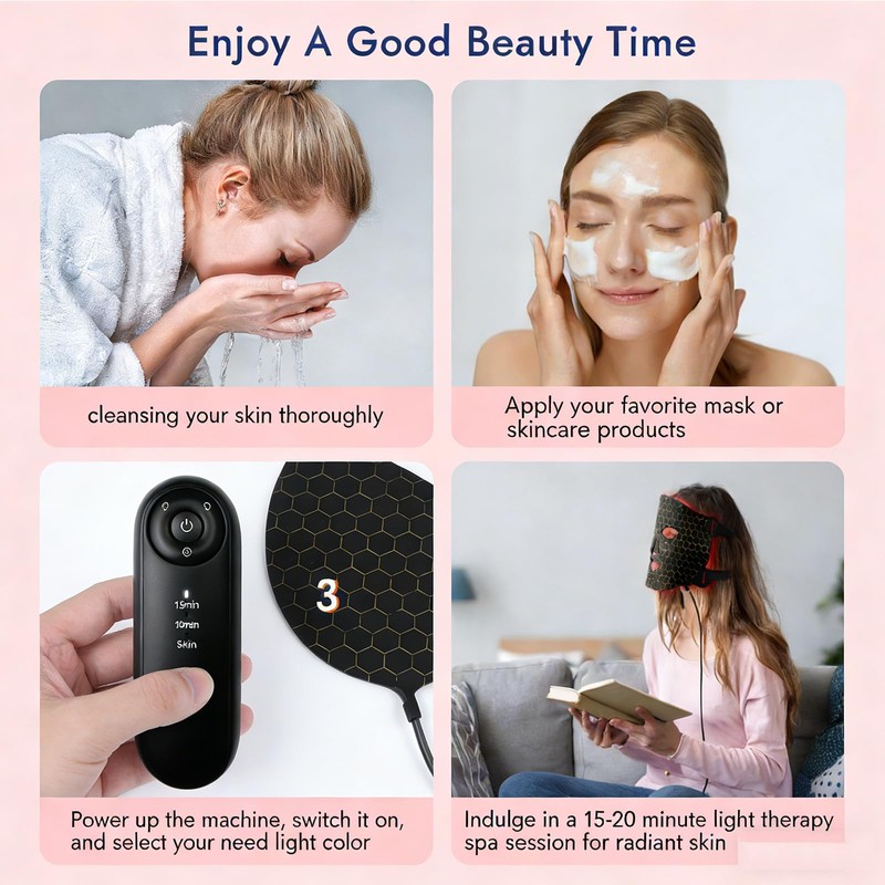 Yoicee 7 Color LED & Infrared Light Therapy Mask for