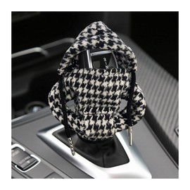 Ohleats Car Gear Shift Hoodie, Mini Funny Fashionable Automotive Gear Shifter Cover, Winter Warm Car Shift Knob Sweater Protector, Universal Interior Car Accessories for Decoration (Houndstooth)