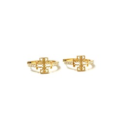 Tory Burch Britten Pave Hoop Earrings, Brass, crystal
