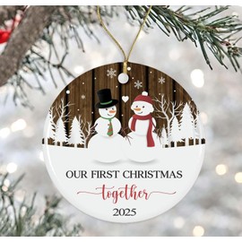 Our First Christmas Together Ornament 2025 for Couple, 1stChristmas Wedding Gifts Ornament205, Just Married Couple Gifts -Engagement Gifts for Couples - CeramicChristmas Ornaments 2025