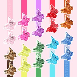 Butterfly Hair Clips Claw, 90s Glitter Y2K Mini Bling Hair Accessories for Women Girls, Cute Dazzling Hair Clip in 10 Sparkly Colors, Durable Grip for Hair Styling, 50 Pieces (Glitter Color)