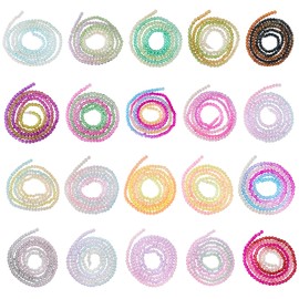 Pandahall 20 Strands Transparent Glass Beads Faceted Round Crystal Beads Loose Spacer Beads for Bracelet Necklace Jewelry Making 2mm