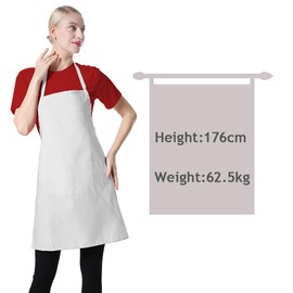 CWFUN 12 pack White Apron for Women Men with Pockets, Plain Adult Bib kitchen Cooking bbq Painting Aprons