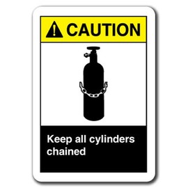 Caution Sign - Keep All Cylinders Chained 7"X10" Plastic Safety Sign ANSI OSHA