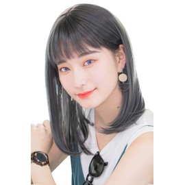 Classe Easy Medium Full Wig, Fashion, Medium, Semi-Long, Natural, Heat Resistant, Wig Net Included, navy grey