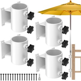 Fixirons Deck Umbrella Mount Stainless Steel Patio Umbrella Holder, Umbrella Clamp Mount for Deck Railing Heavy Duty Outdoor Umbrella Clamp White (4 Pcs)