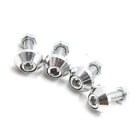 MACHSWON 4 Pcs Silver Tone Aluminum Alloy Universal Car Motorcycle Decorative License Plate Screw 1996-2023
