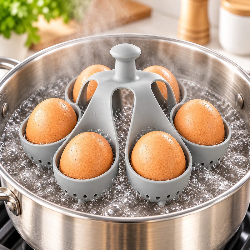 Silicone Egg Steaming Basket for Boiling Eggs – 6 Slot