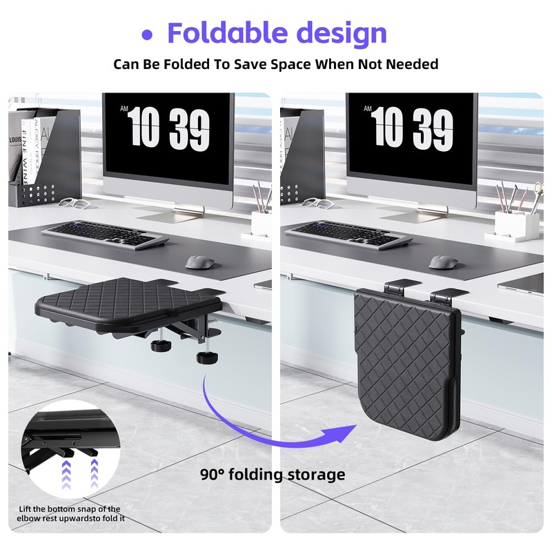 CABTE Arm Rest for Desk, 90°Foldable Computer Wrist Rest Shelf
