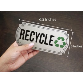 Recycle and Trash Magnets for Kitchen Cans and Recycling Bins, Dual Trash and Recycle Magnet for Garbage Can Logo Symbol, 2 Magnetic Sticker Adhesives, 6.5x3 Inch Elegant Design Home Outdoor Waste Bin
