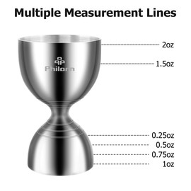 Philorn Bell Jigger for Bartending, Cocktail Jigger 2 OZ 1 OZ with Measurements Inside, Premium 304 Stainless Steel Shot Measure Double Jigger Bar Liquor Measuring Jigger